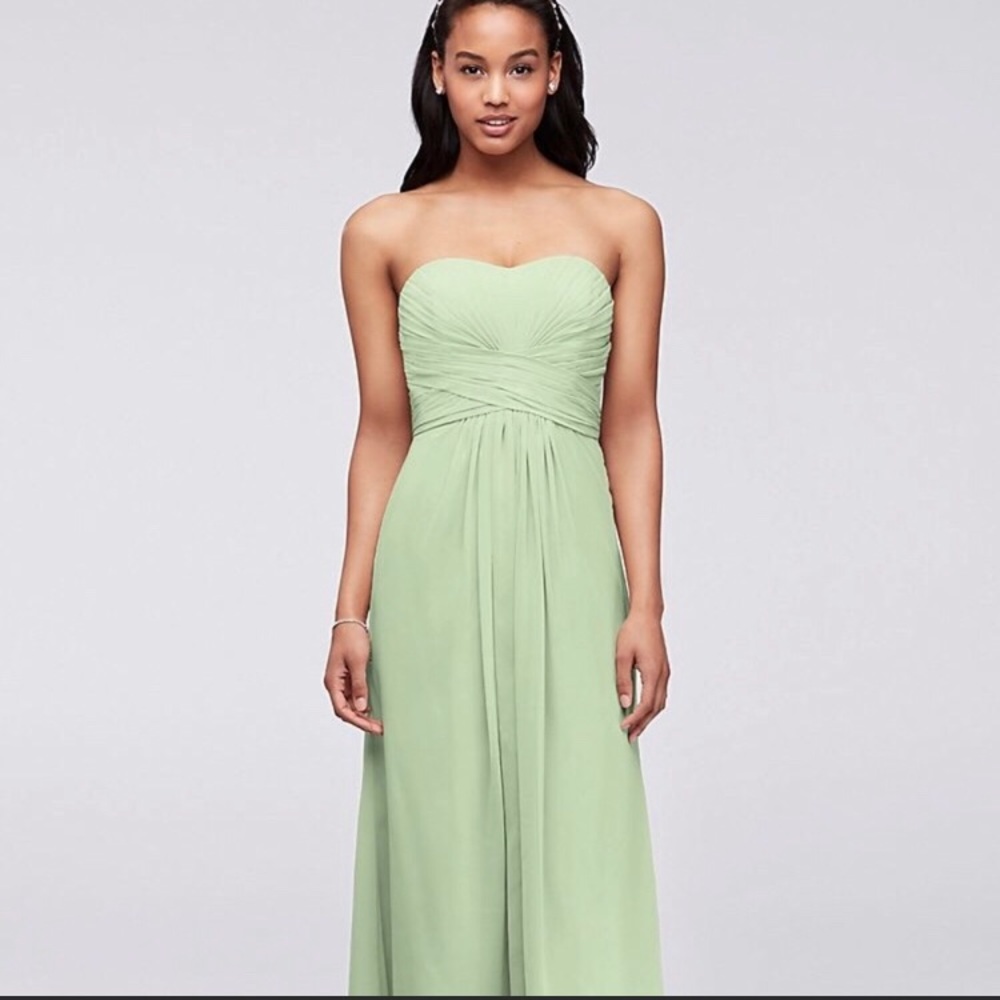 David’s Bridal bridesmaid floor length dress.